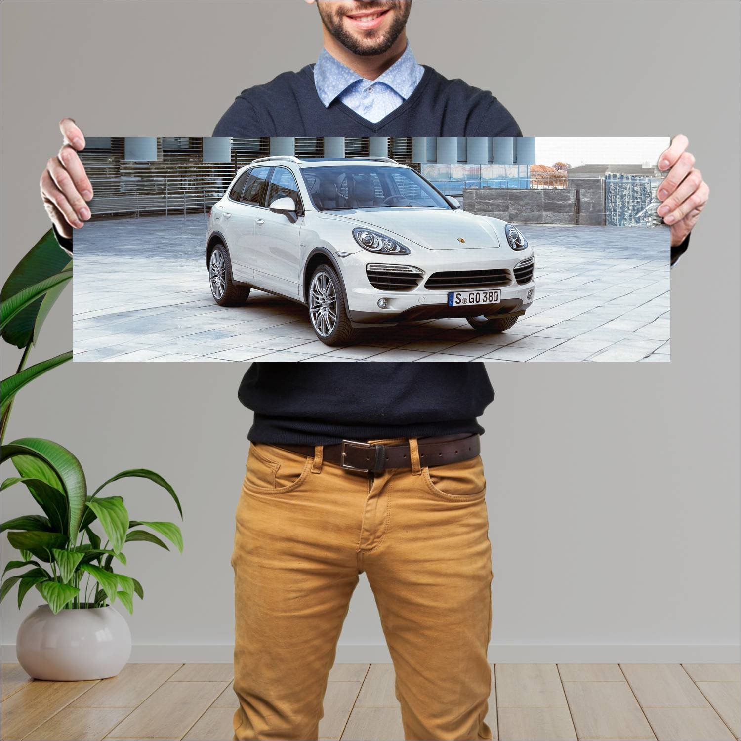 Cuadro grande 30x80cm 2010 porsche cayenne s hybri 646 Porsche
