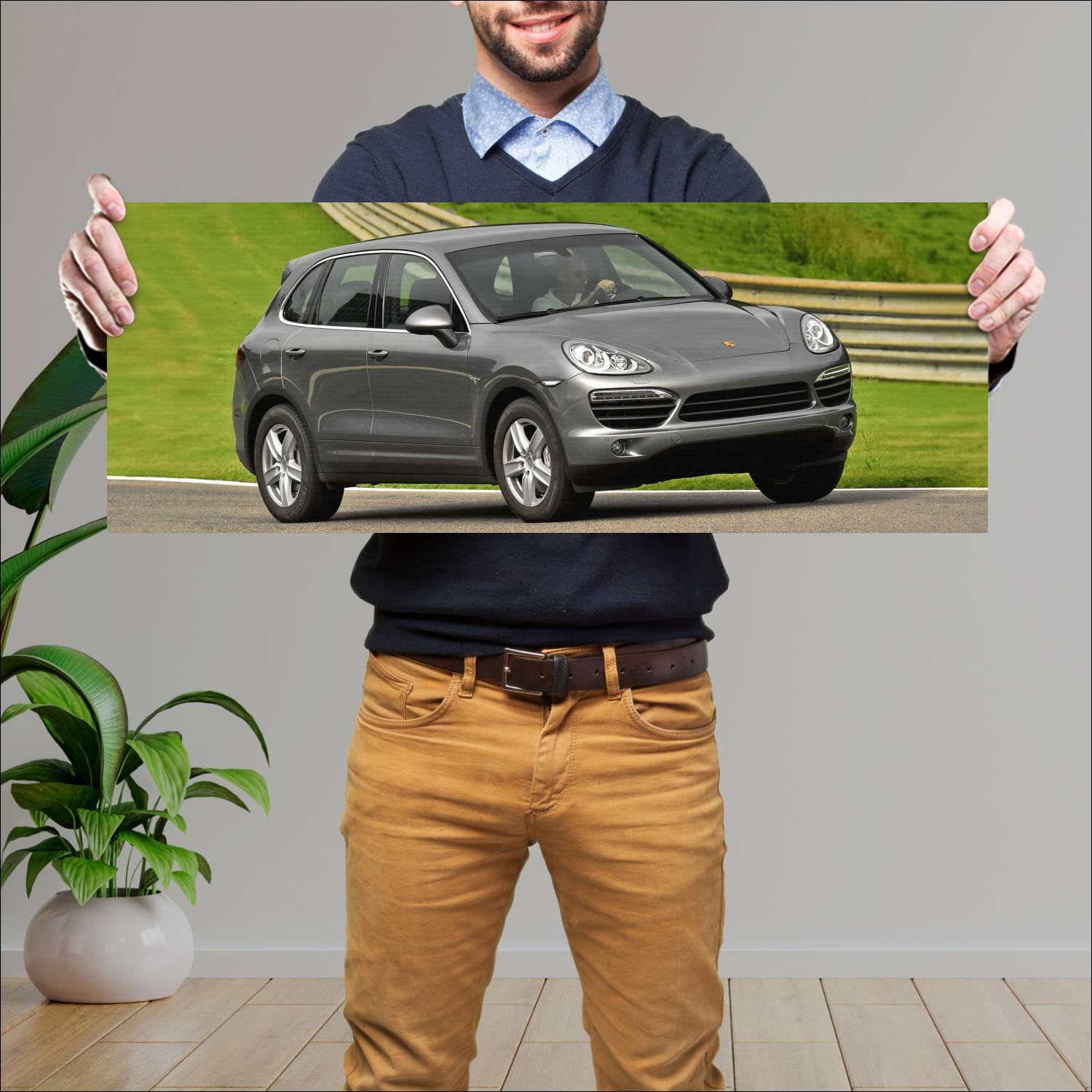 Cuadro grande 30x80cm 2010 porsche cayenne s hybri 647 Porsche