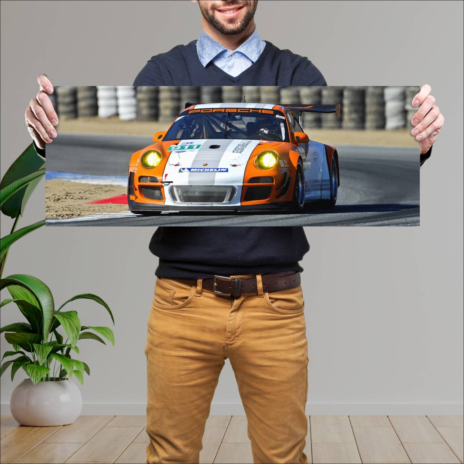 Cuadro grande 30x80cm 2011 porsche 911 gt3 r hybri 699 Porsche