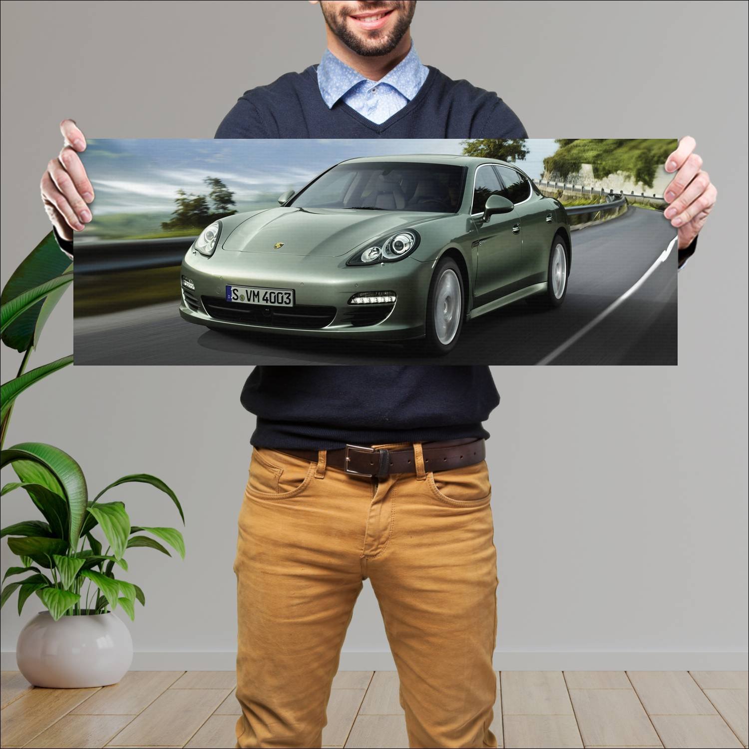 Cuadro grande 30x80cm 2011 porsche panamera s hybr 717 Porsche