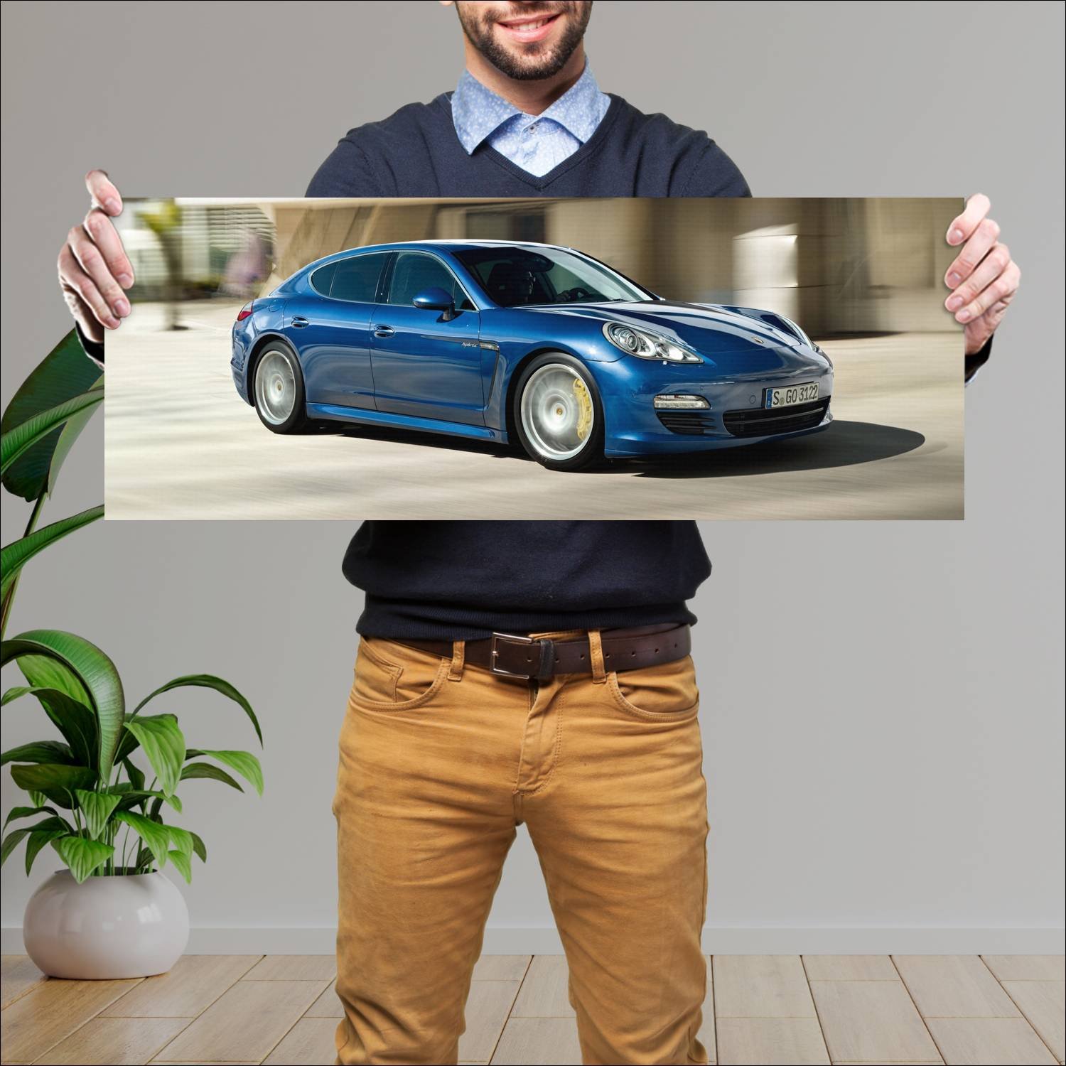 Cuadro grande 30x80cm 2011 porsche panamera s hybr 718 Porsche