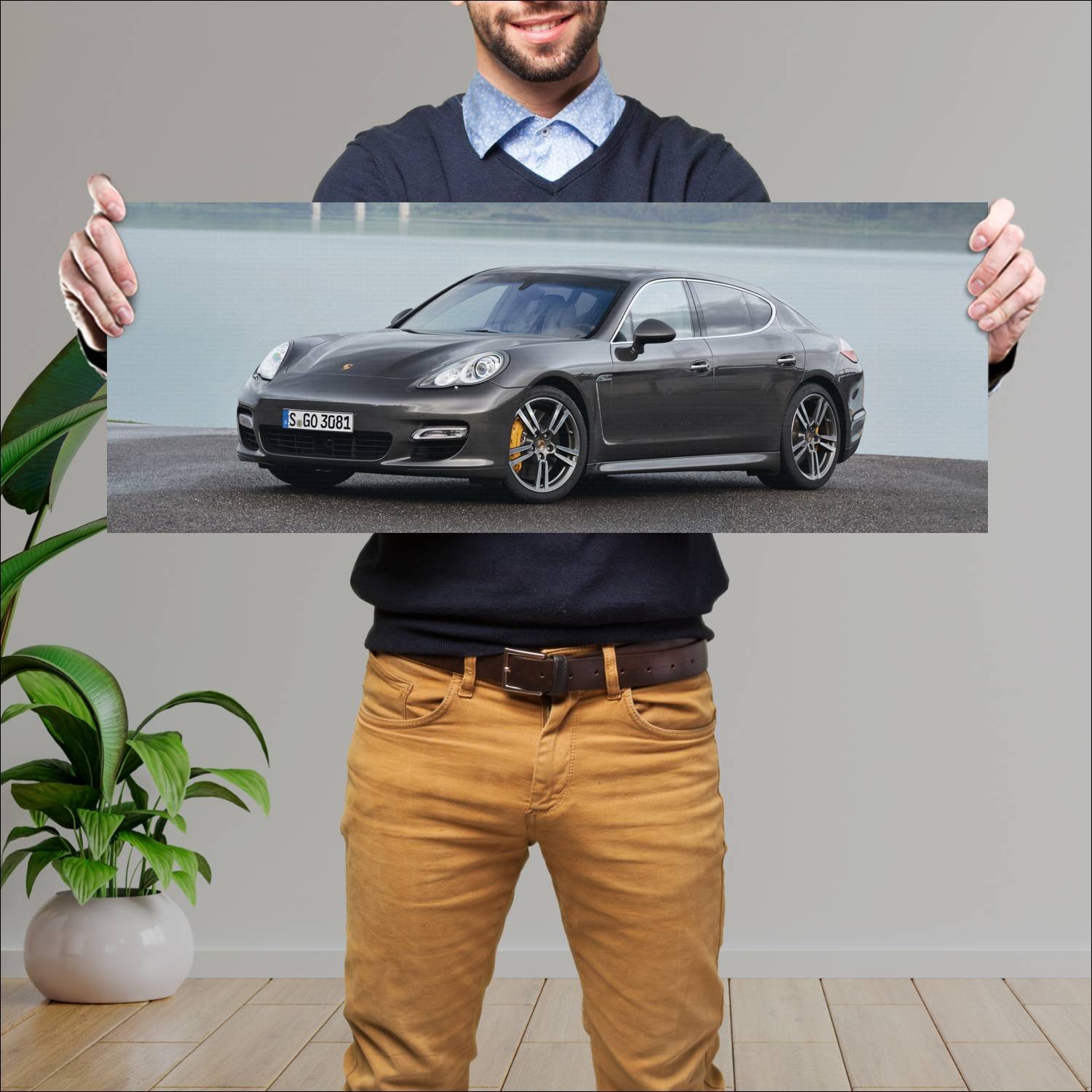 Cuadro grande 30x80cm 2011 porsche panamera turbo 722 Porsche