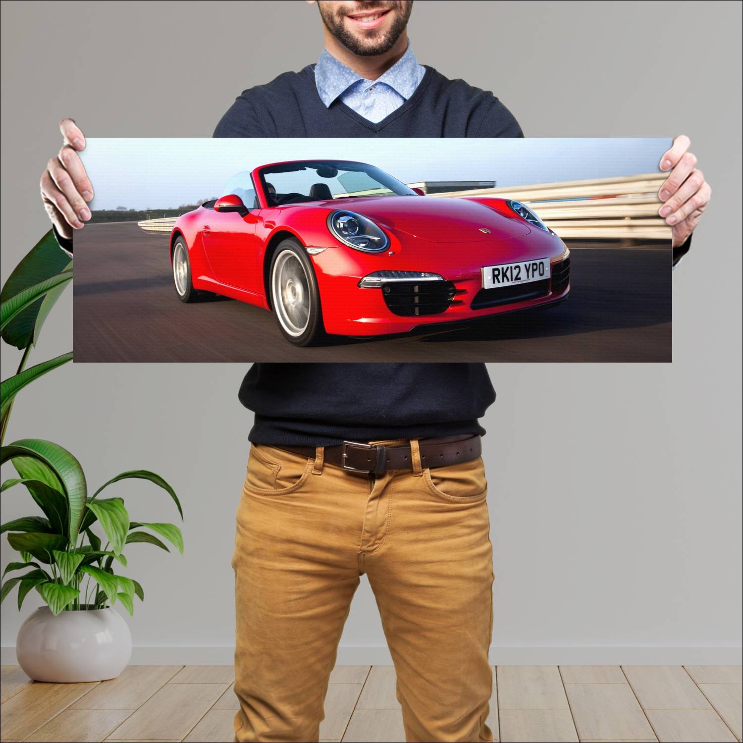 Cuadro grande 30x80cm 2012 porsche 911 carrera cab 738 Porsche