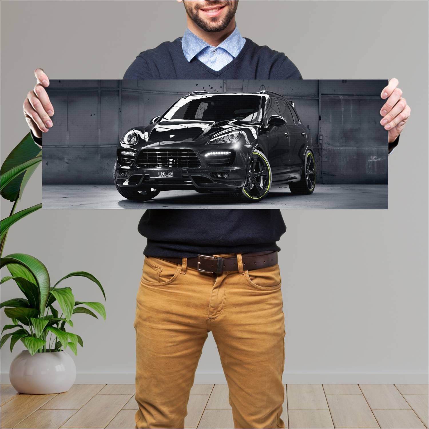 Cuadro grande 30x80cm 2012 porsche cayenne s diese 763 Porsche