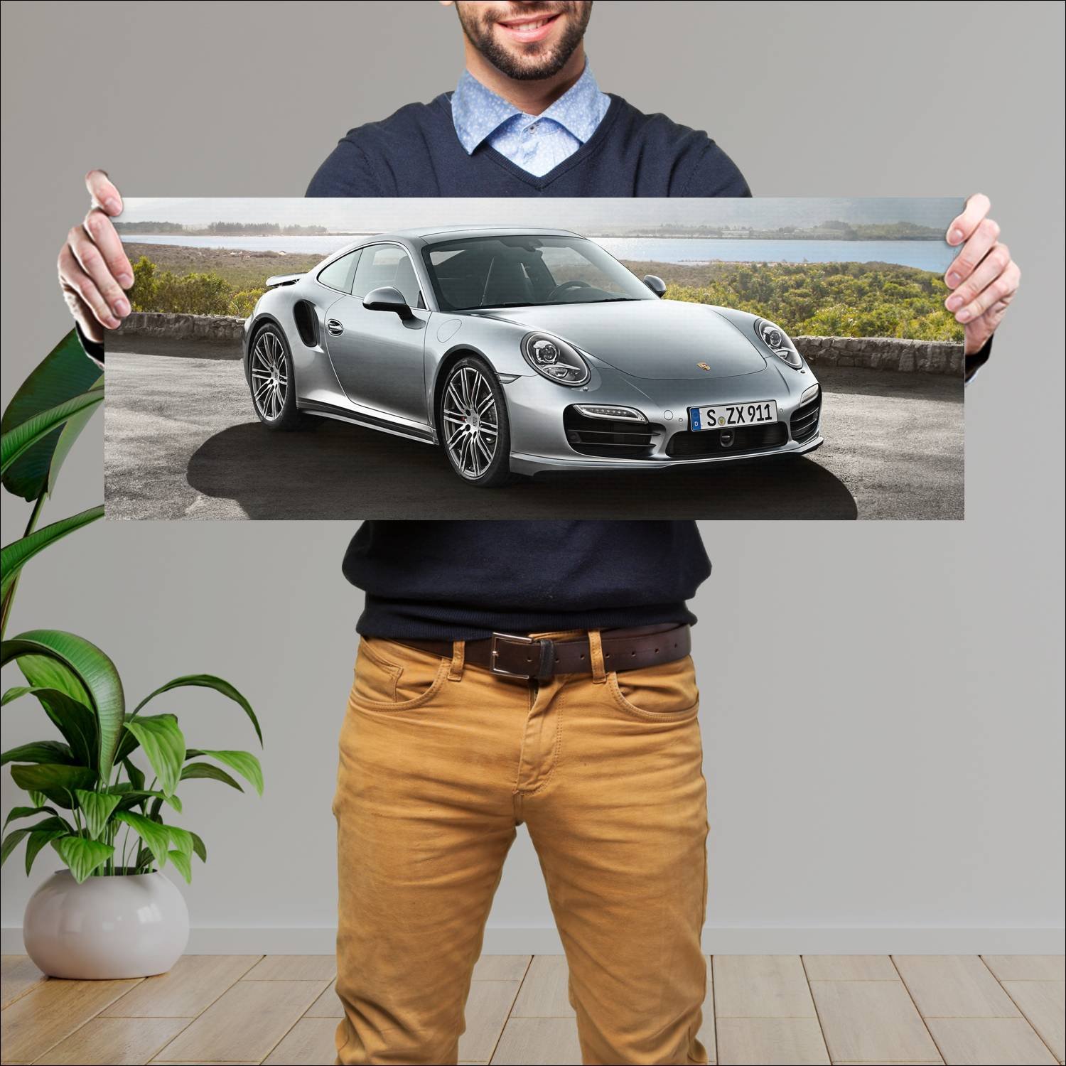 Cuadro grande 30x80cm 2013 porsche 911 turbo auto 784 Porsche