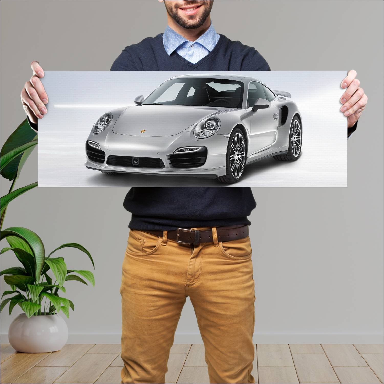 Cuadro grande 30x80cm 2013 porsche 911 turbo auto 785 Porsche