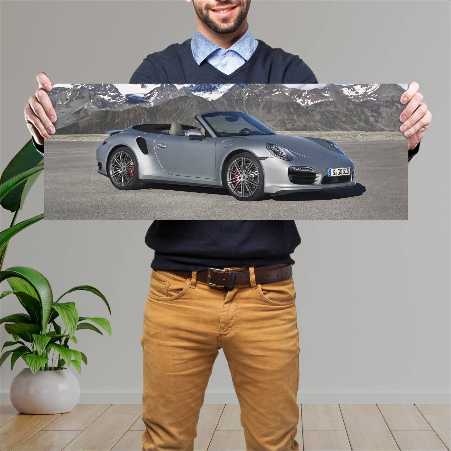 Cuadro grande 30x80cm 2013 porsche 911 turbo cabri 789 Porsche