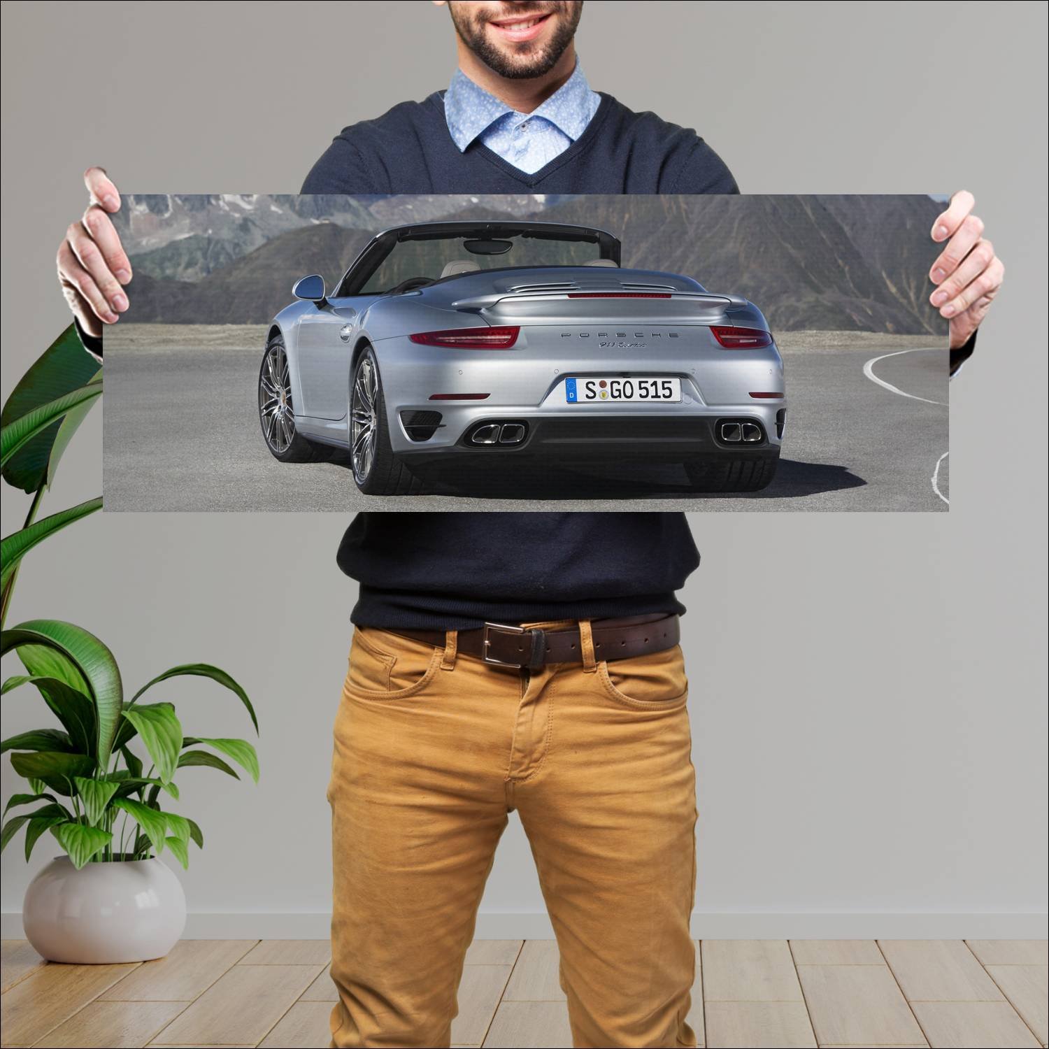 Cuadro grande 30x80cm 2013 porsche 911 turbo cabri 790 Porsche