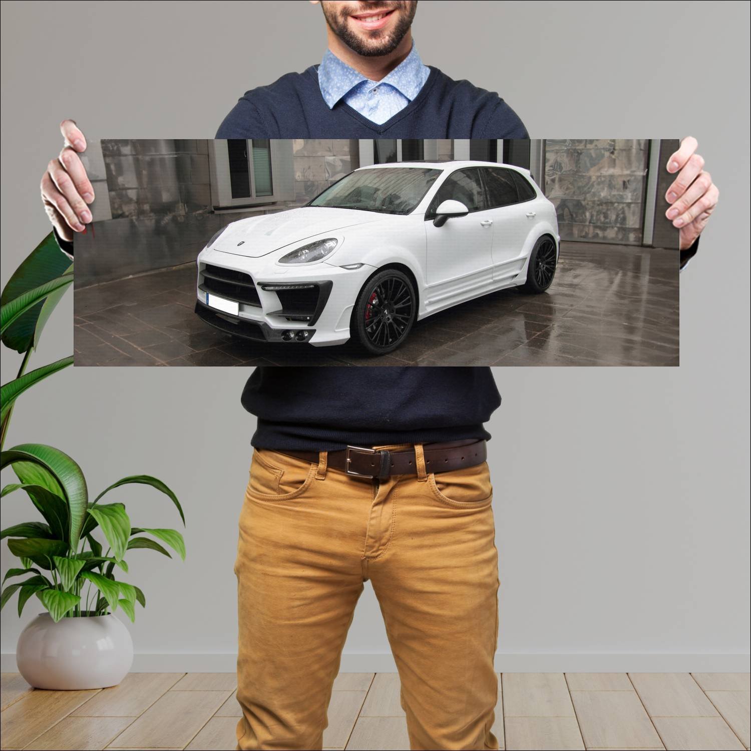 Cuadro grande 30x80cm 2013 porsche cayenne white d 799 Porsche