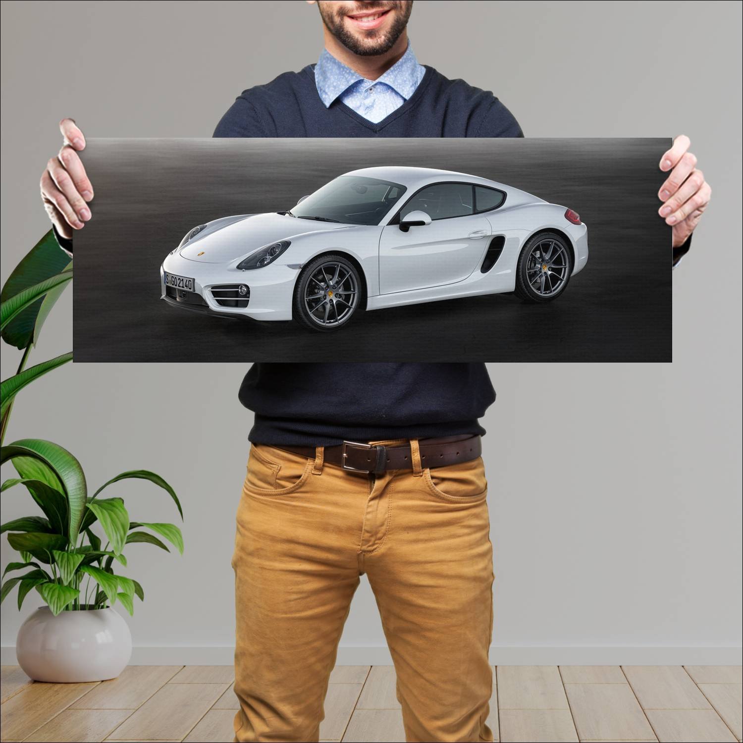 Cuadro grande 30x80cm 2013 porsche cayman auto 801 Porsche