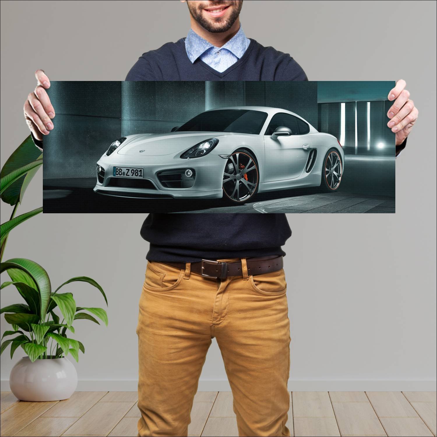 Cuadro grande 30x80cm 2013 porsche cayman by techa 802 Porsche