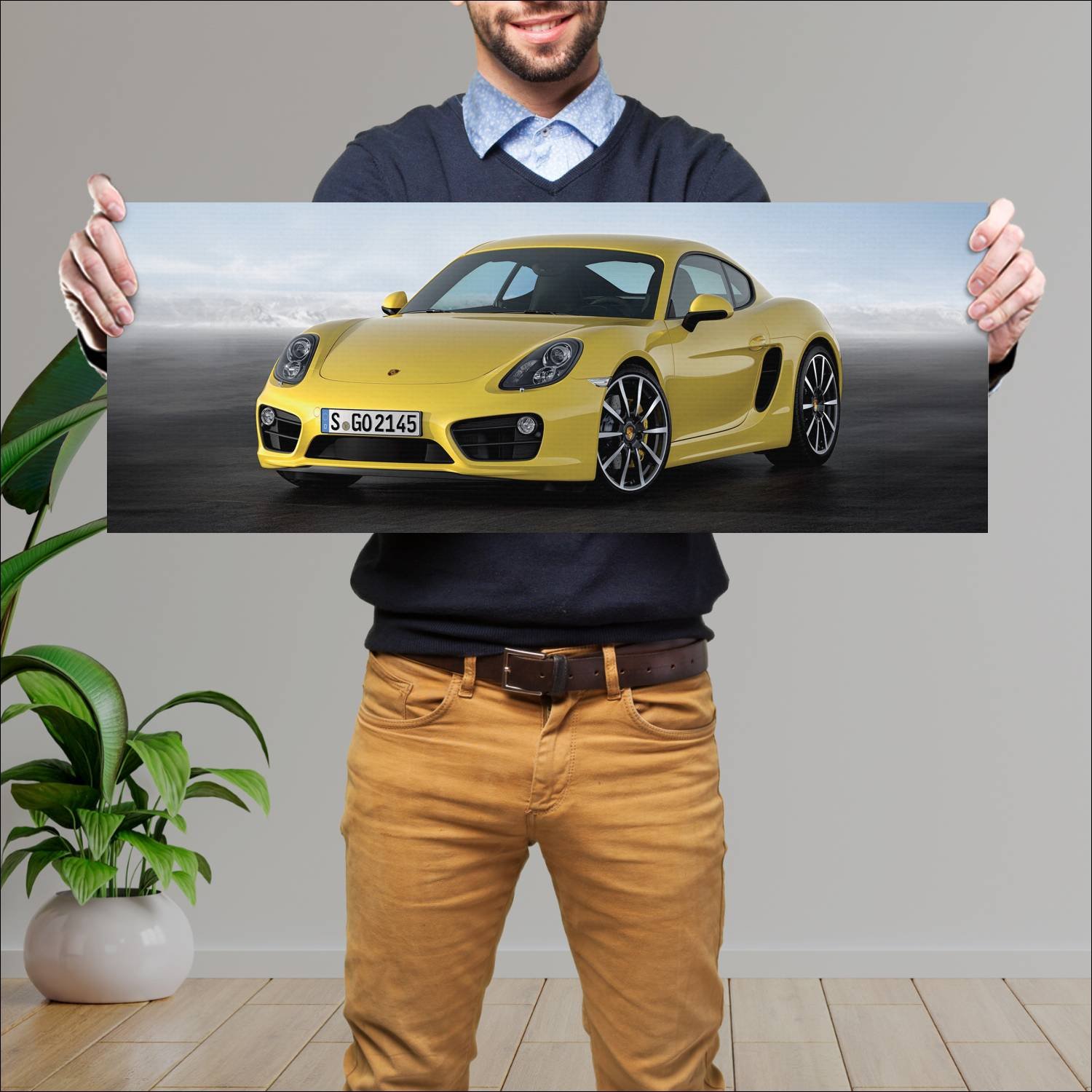Cuadro grande 30x80cm 2013 porsche cayman s auto 803 Porsche