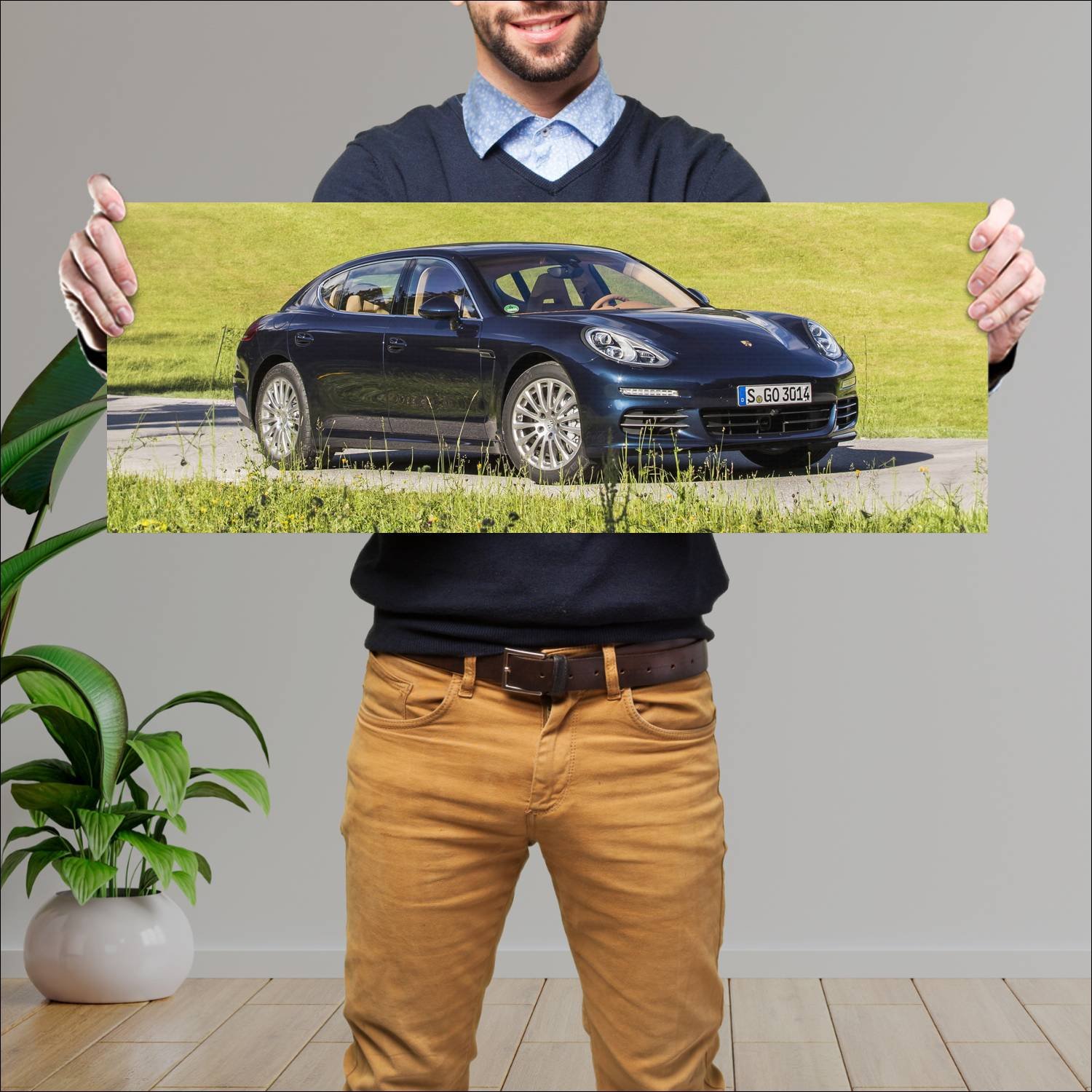 Cuadro grande 30x80cm 2013 porsche panamera s exec 815 Porsche
