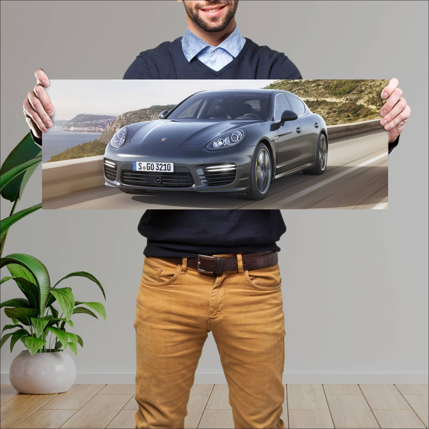 Cuadro grande 30x80cm 2013 porsche panamera turbo 817 Porsche