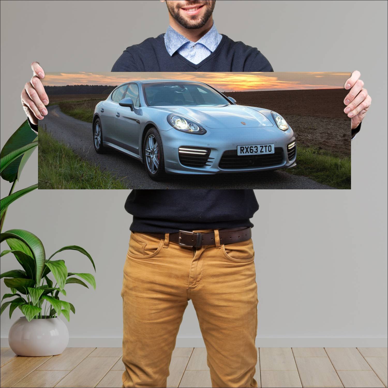 Cuadro grande 30x80cm 2013 porsche panamera turbo 819 Porsche