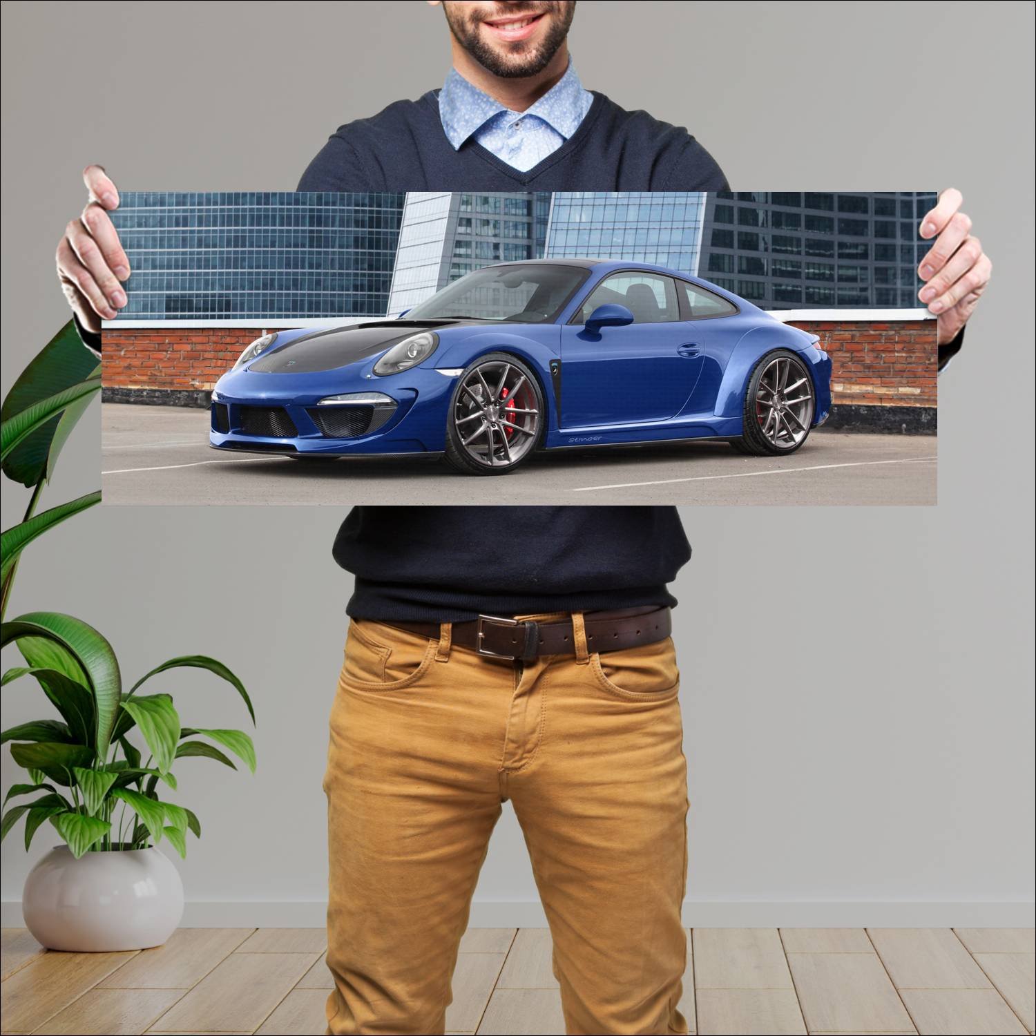 Cuadro grande 30x80cm 2013 topcar stinger auto 825 Porsche