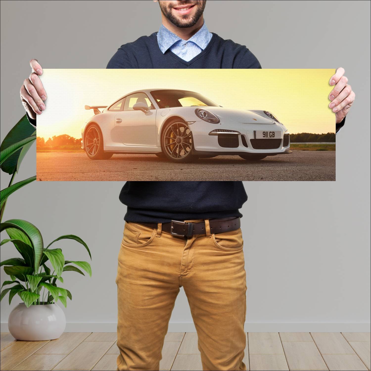 Cuadro grande 30x80cm 2014 porsche 911 gt3 uk Porsche