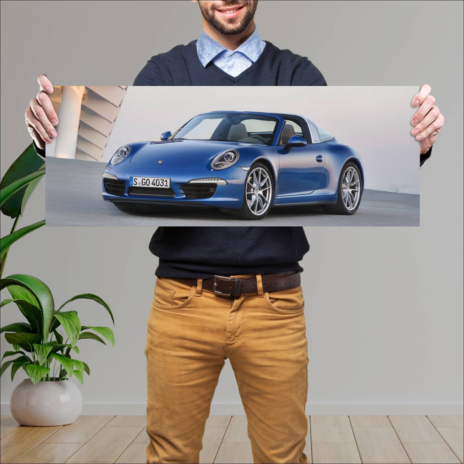 Cuadro grande 30x80cm 2014 porsche 911 targa auto 839 Porsche