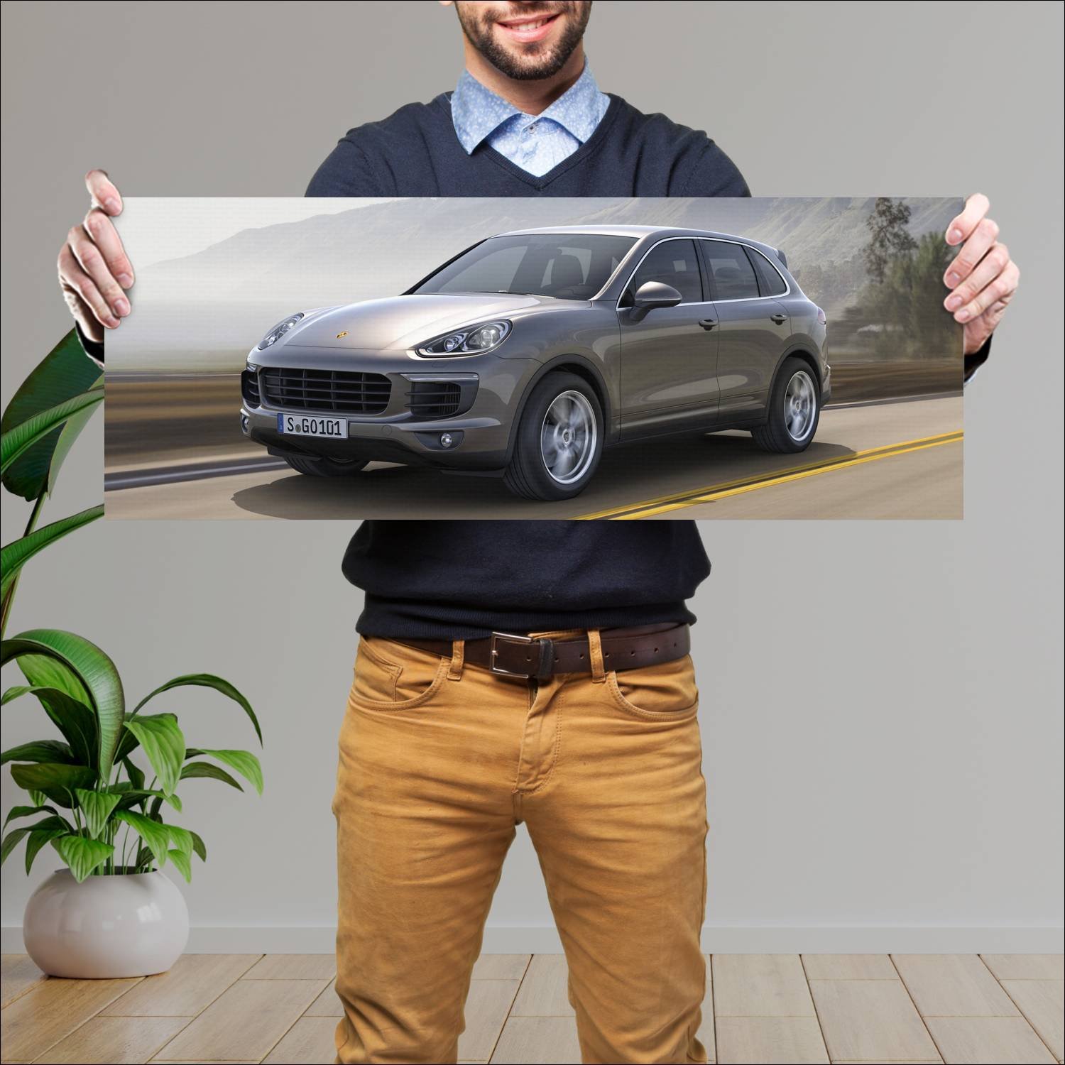 Cuadro grande 30x80cm 2014 porsche cayenne auto 853 Porsche
