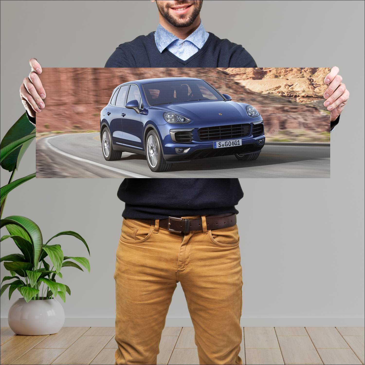 Cuadro grande 30x80cm 2014 porsche cayenne s auto 855 Porsche