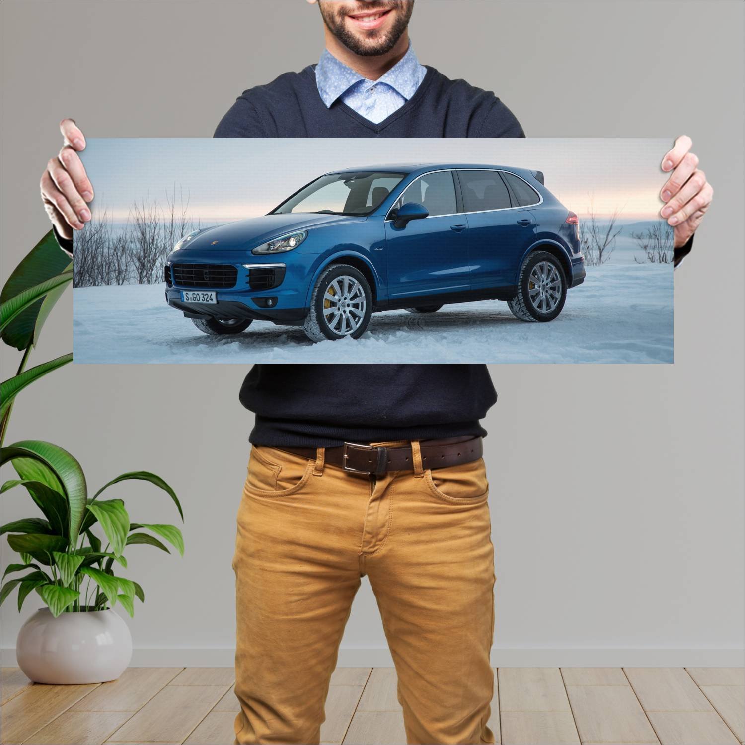 Cuadro grande 30x80cm 2014 porsche cayenne s auto 856 Porsche