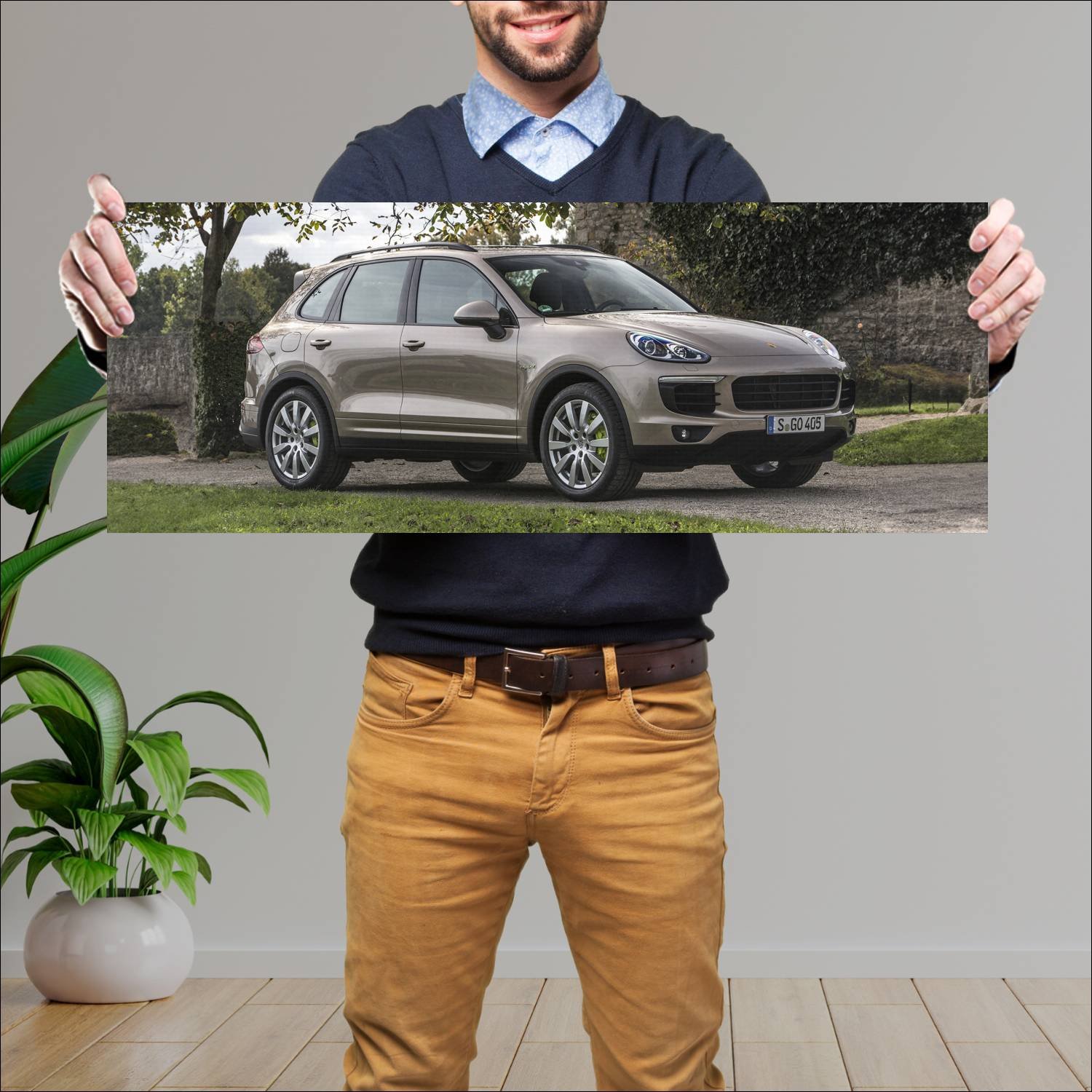 Cuadro grande 30x80cm 2014 porsche cayenne s e hyb 858 Porsche