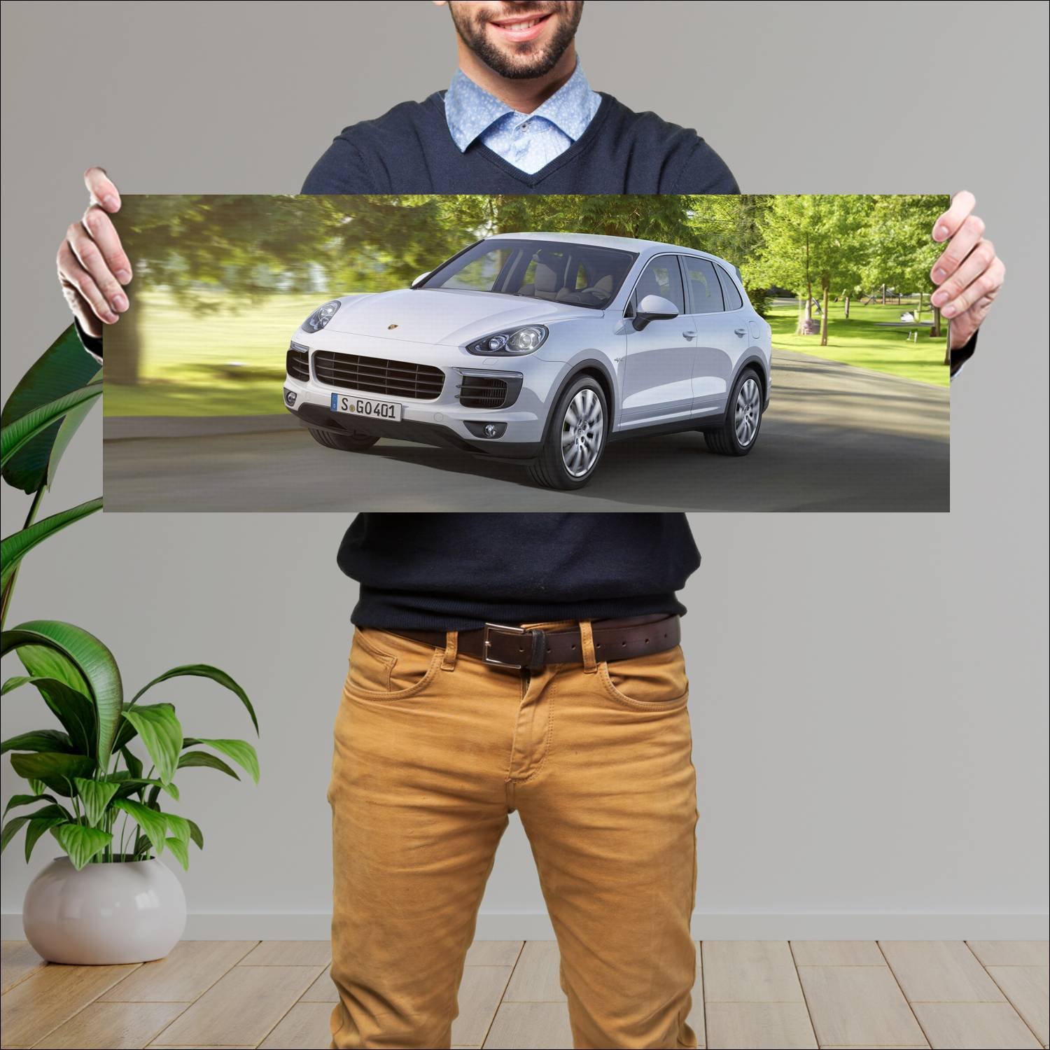 Cuadro grande 30x80cm 2014 porsche cayenne s e hyb 859 Porsche