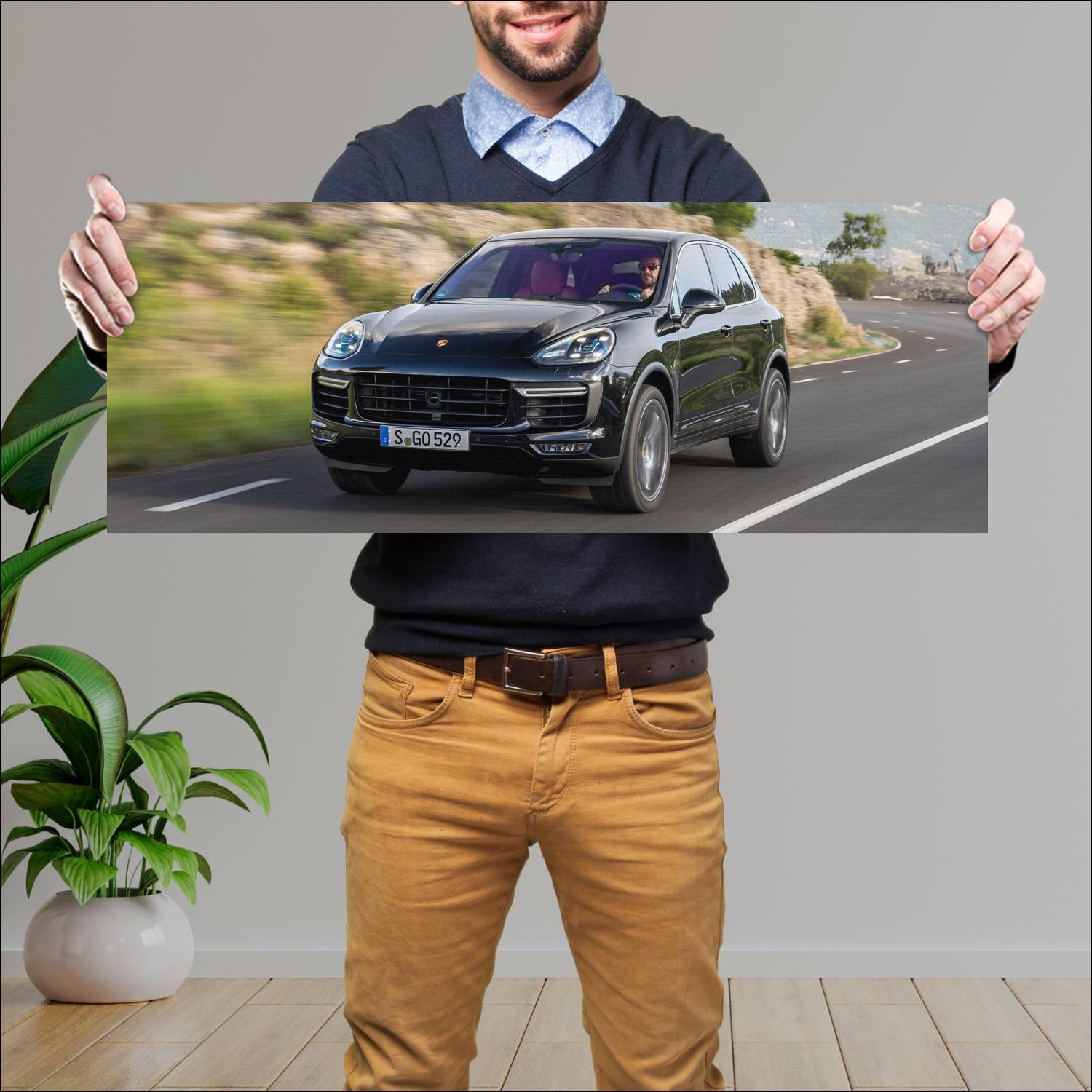 Cuadro grande 30x80cm 2014 porsche cayenne turbo 4 861 Porsche