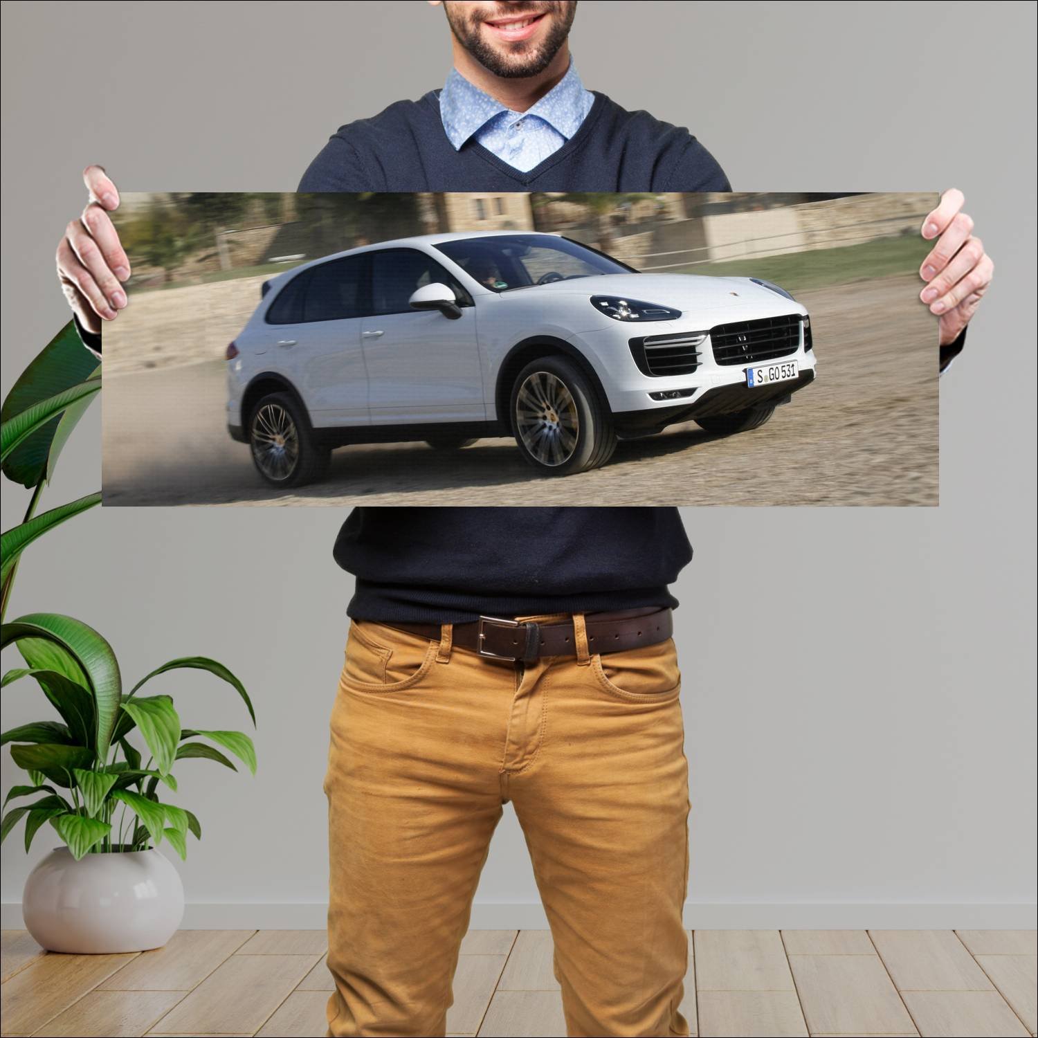 Cuadro grande 30x80cm 2014 porsche cayenne turbo 4 862 Porsche