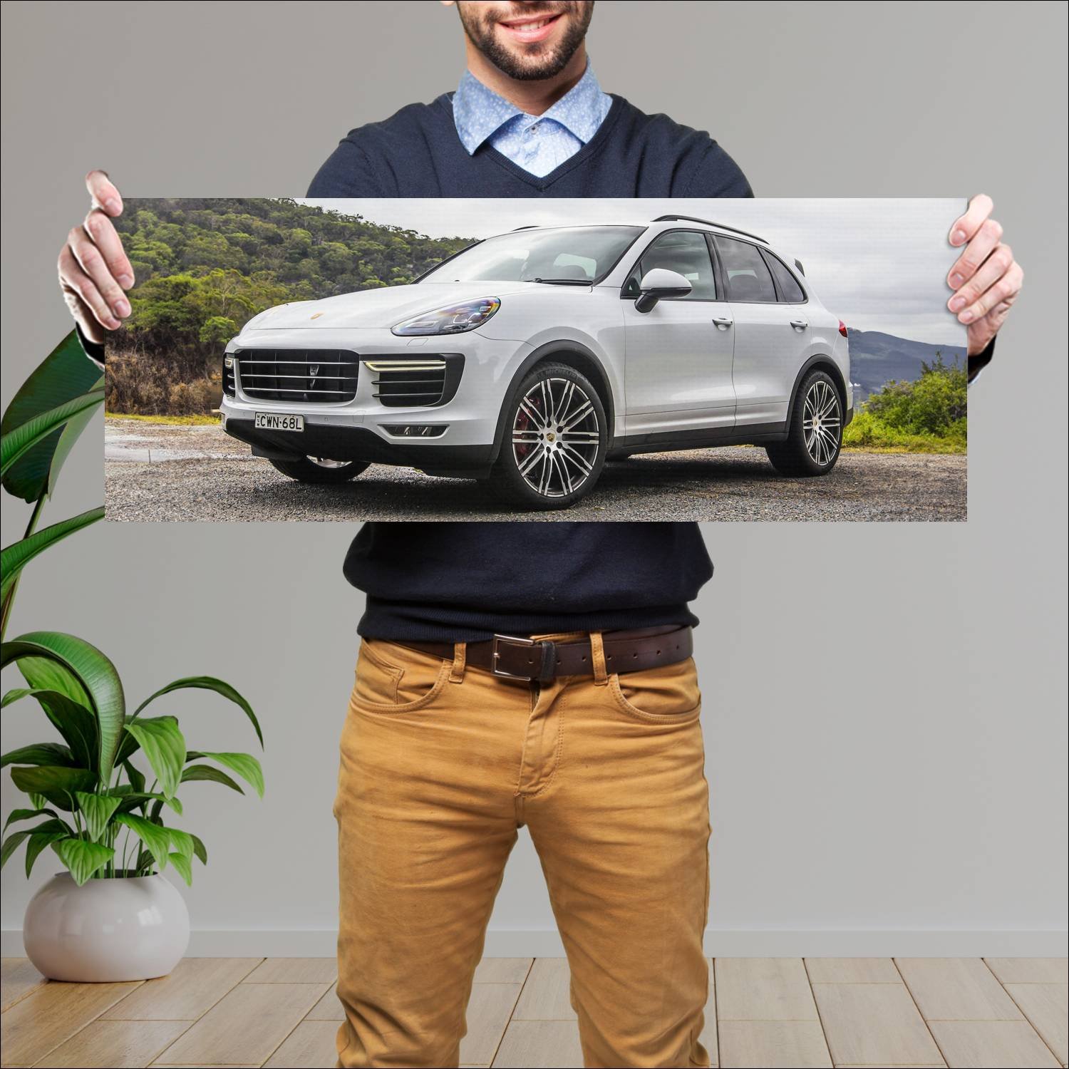 Cuadro grande 30x80cm 2014 porsche cayenne turbo a 863 Porsche