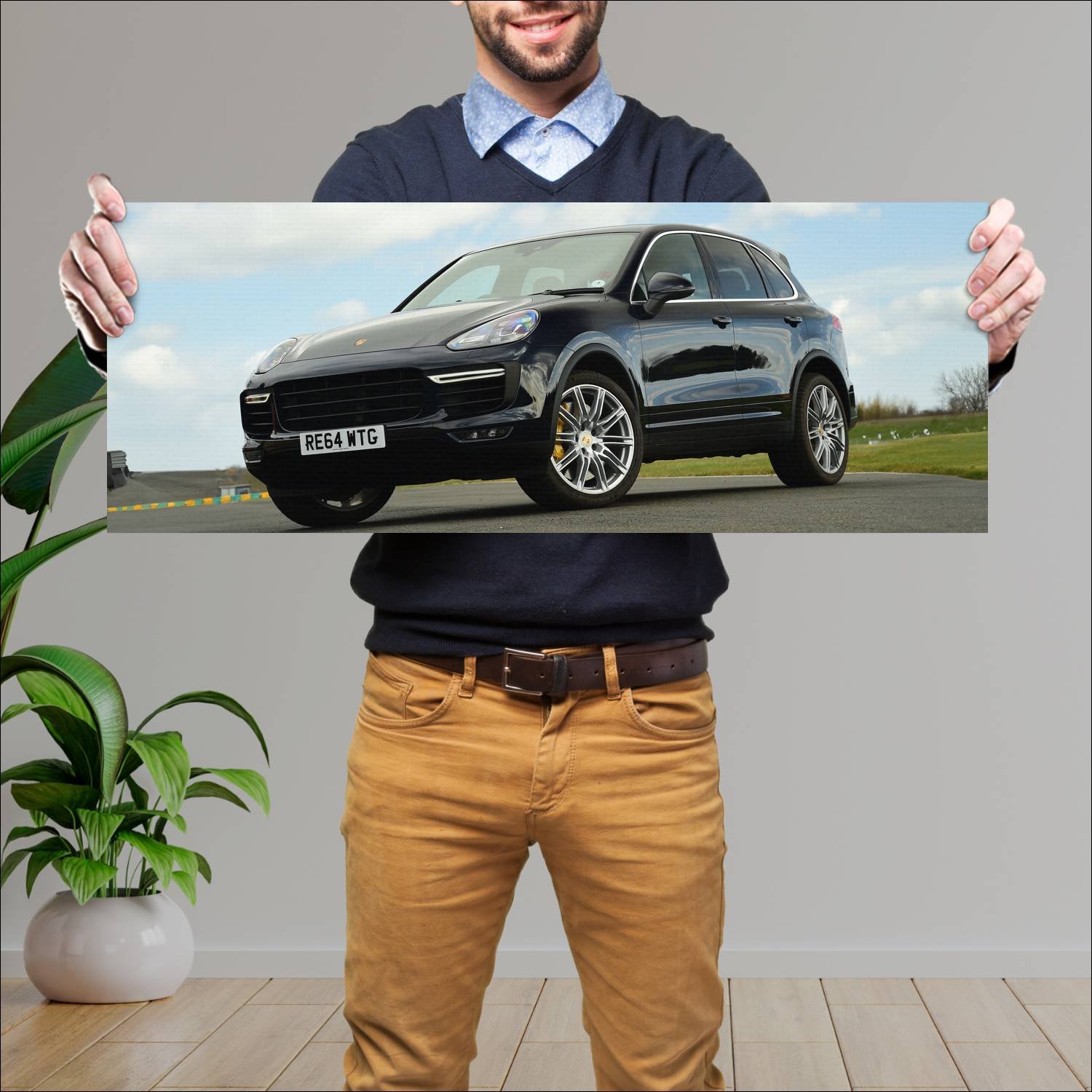 Cuadro grande 30x80cm 2014 porsche cayenne turbo u 864 Porsche