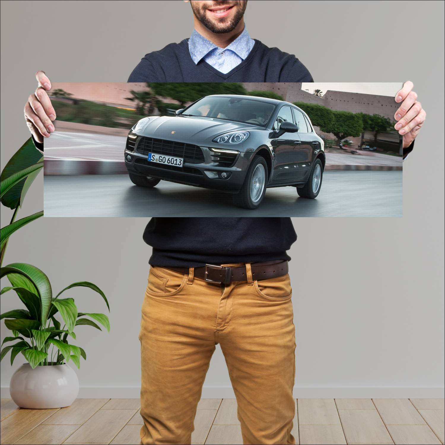 Cuadro grande 30x80cm 2014 porsche macan s auto 871 Porsche