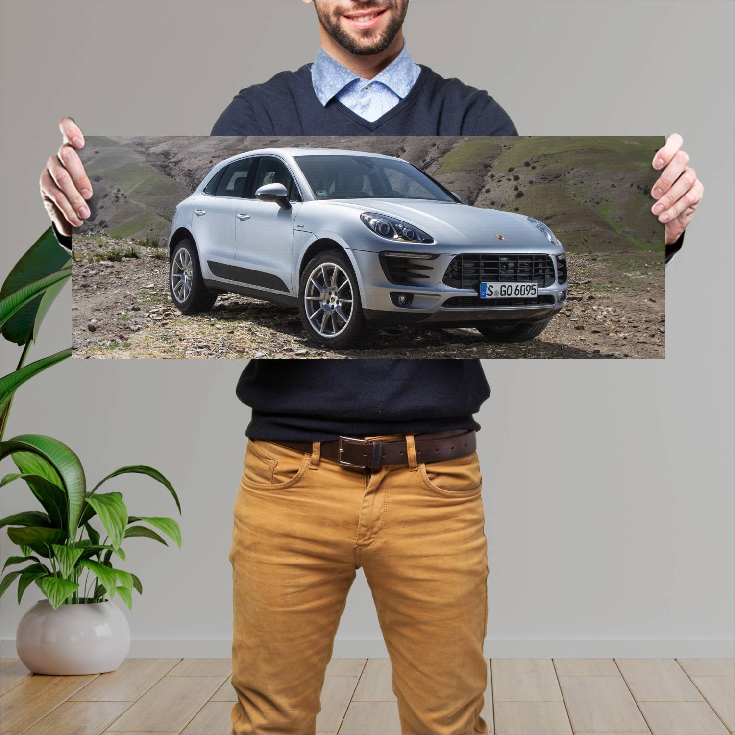 Cuadro grande 30x80cm 2014 porsche macan s auto 872 Porsche