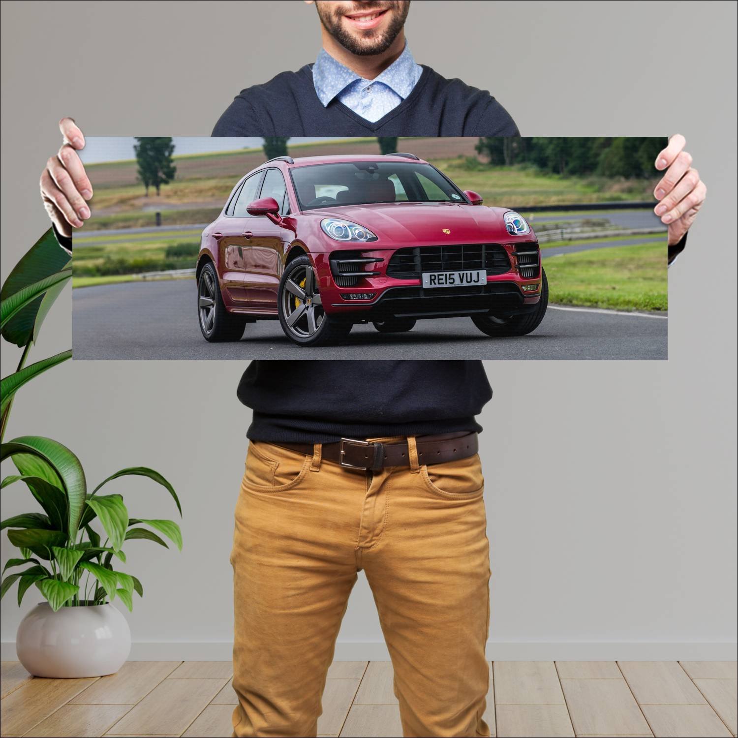 Cuadro grande 30x80cm 2014 porsche macan turbo uk 881 Porsche