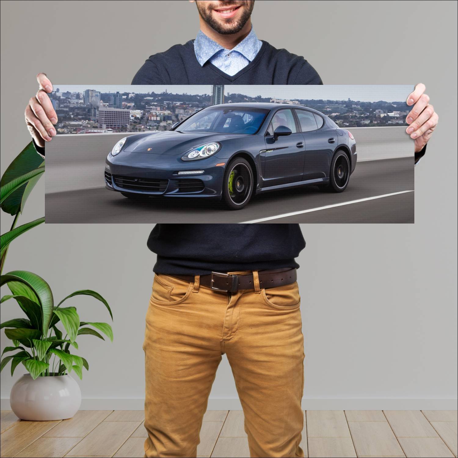 Cuadro grande 30x80cm 2014 porsche panamera s e hy 886 Porsche