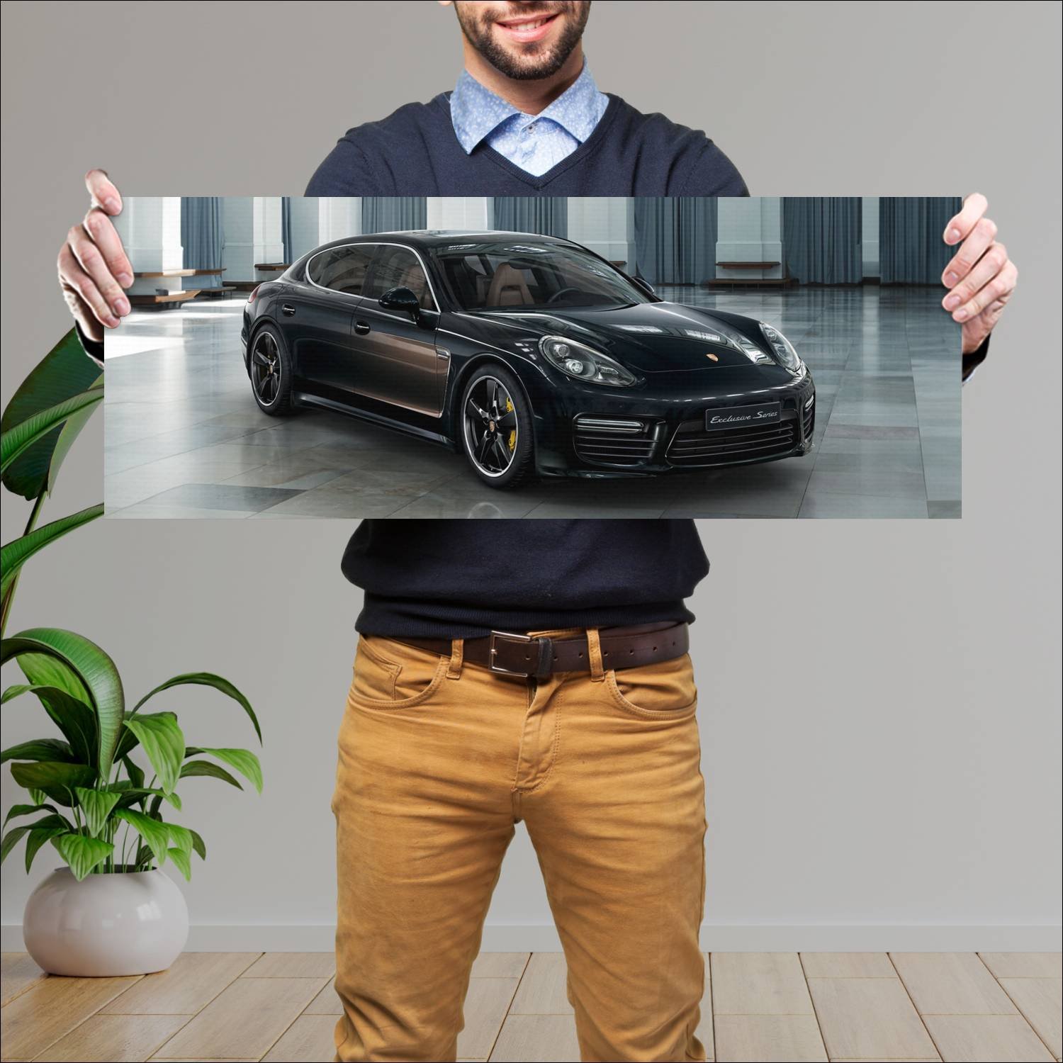 Cuadro grande 30x80cm 2014 porsche panamera turbo 888 Porsche