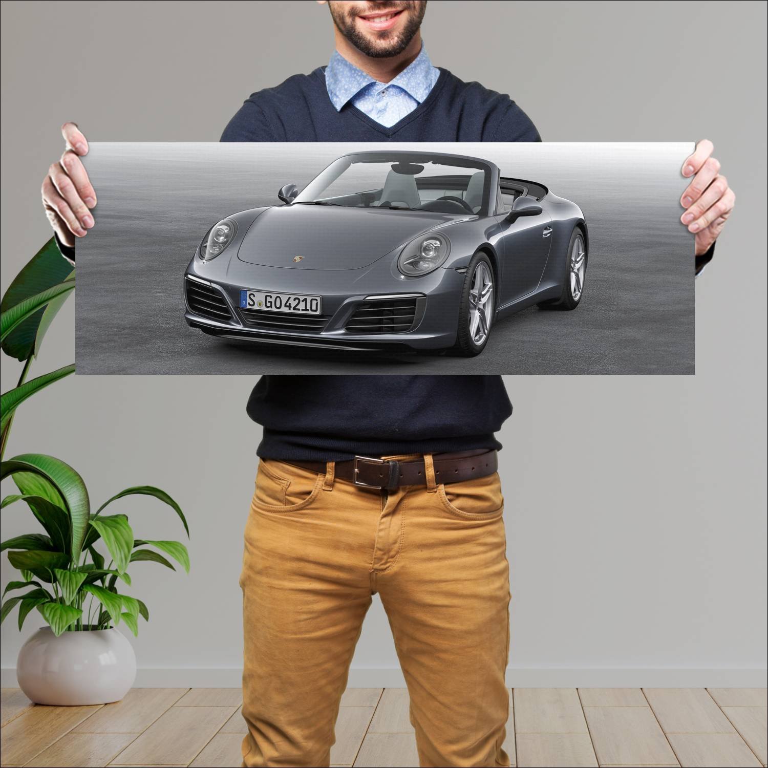 Cuadro grande 30x80cm 2015 porsche 911 carrera cab 899 Porsche