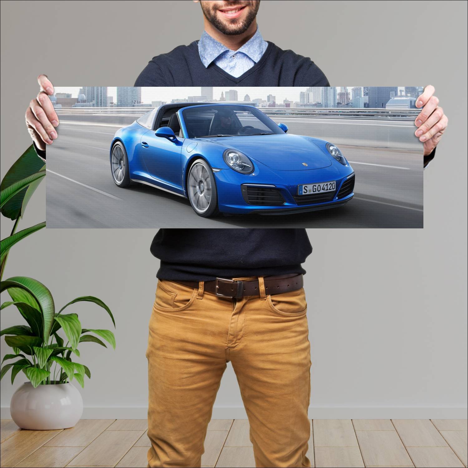 Cuadro grande 30x80cm 2015 porsche 911 targa s 343 916 Porsche