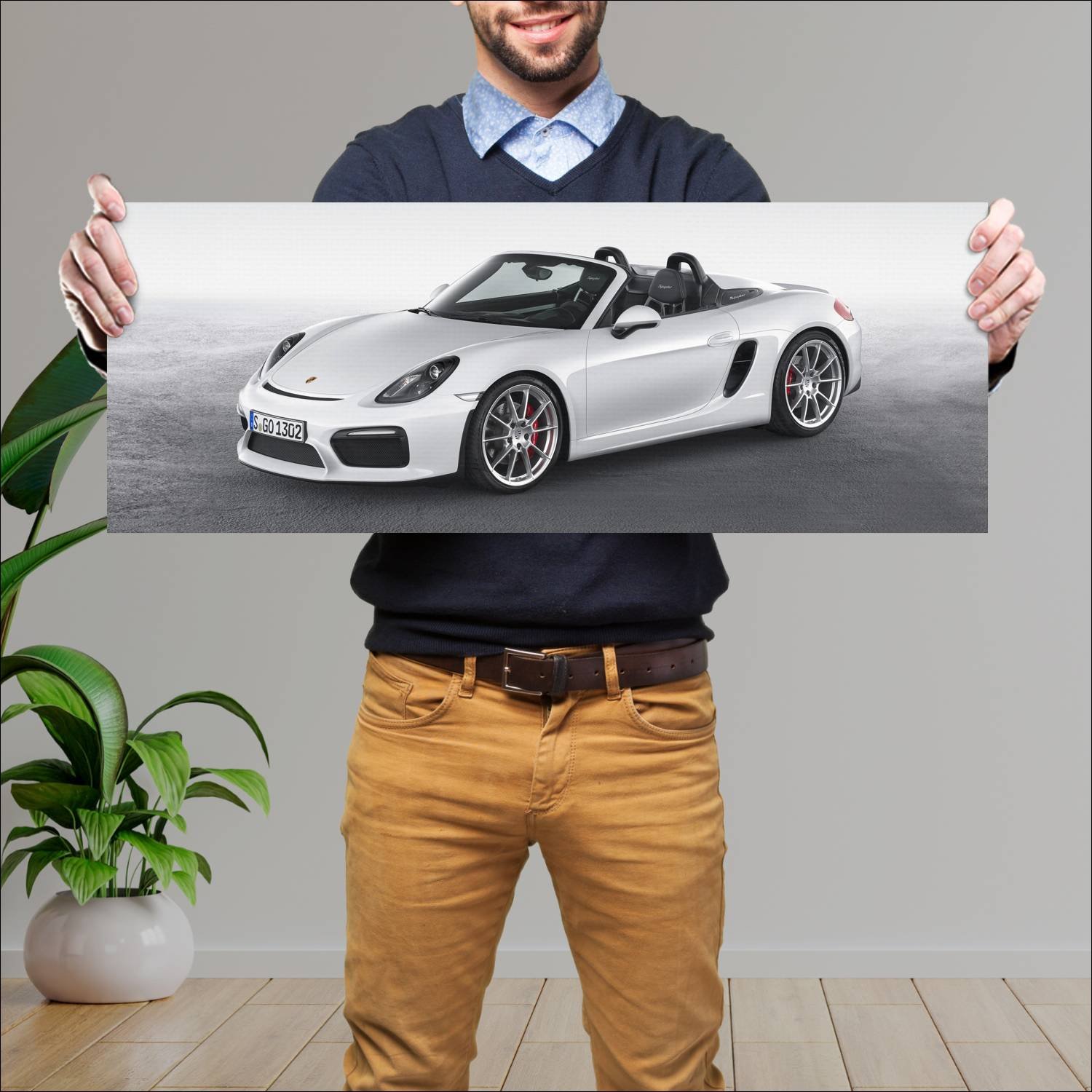 Cuadro grande 30x80cm 2015 porsche boxster spyder 923 Porsche