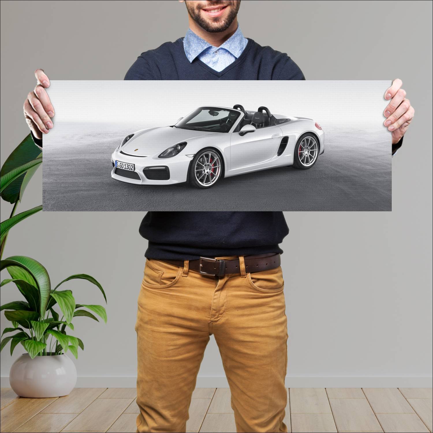 Cuadro grande 30x80cm 2015 porsche boxster spyder 924 Porsche