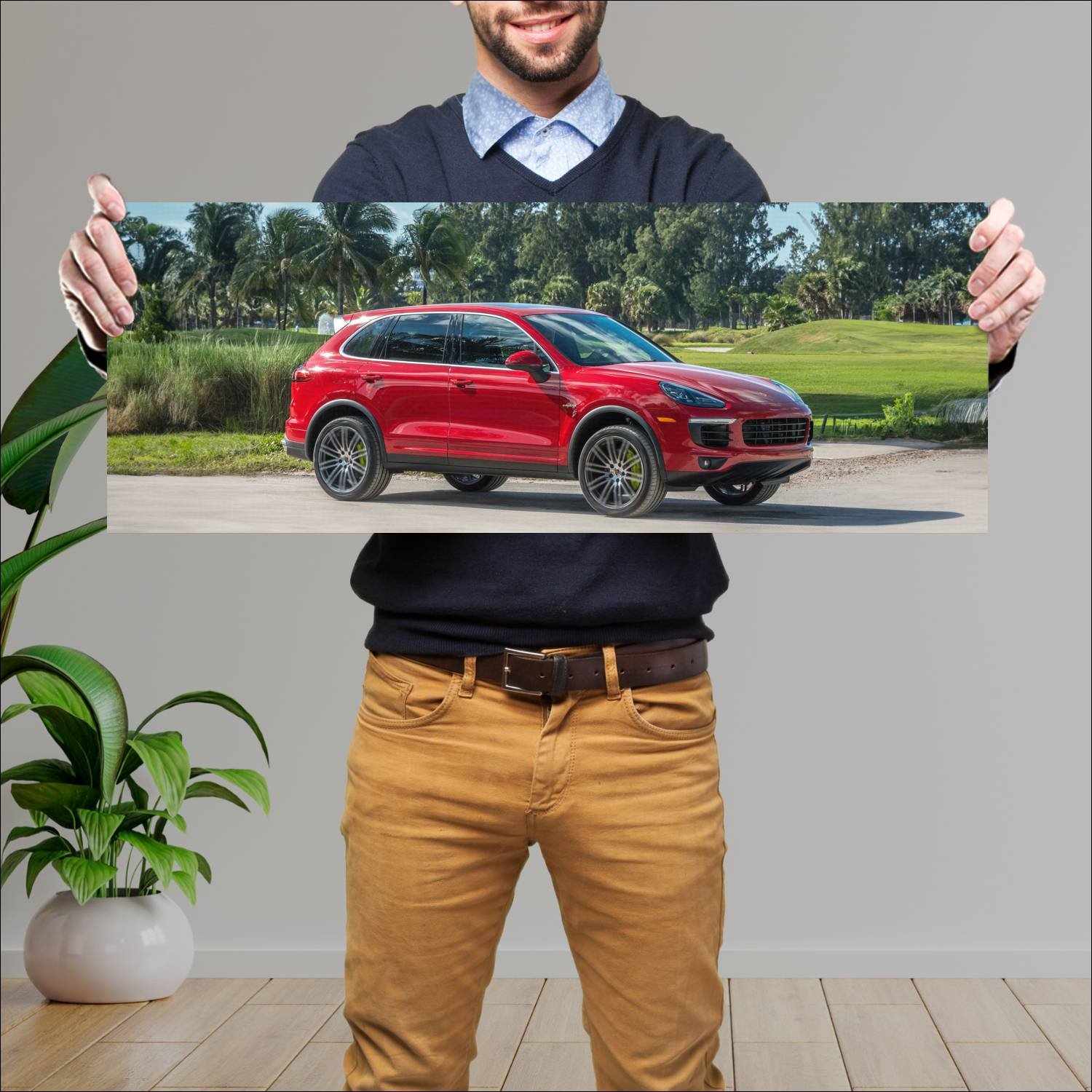 Cuadro grande 30x80cm 2015 porsche cayenne s e hyb 932 Porsche