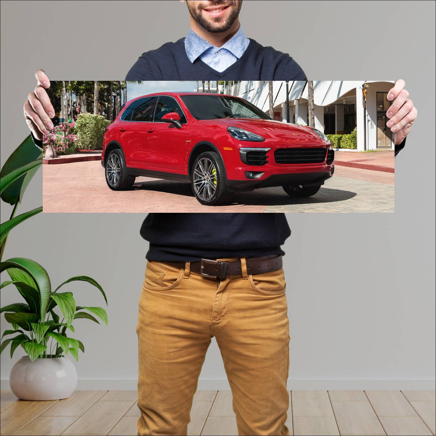 Cuadro grande 30x80cm 2015 porsche cayenne s e hyb 933 Porsche