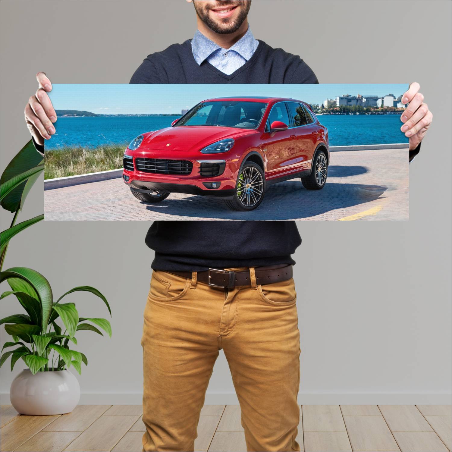 Cuadro grande 30x80cm 2015 porsche cayenne s e hyb 934 Porsche