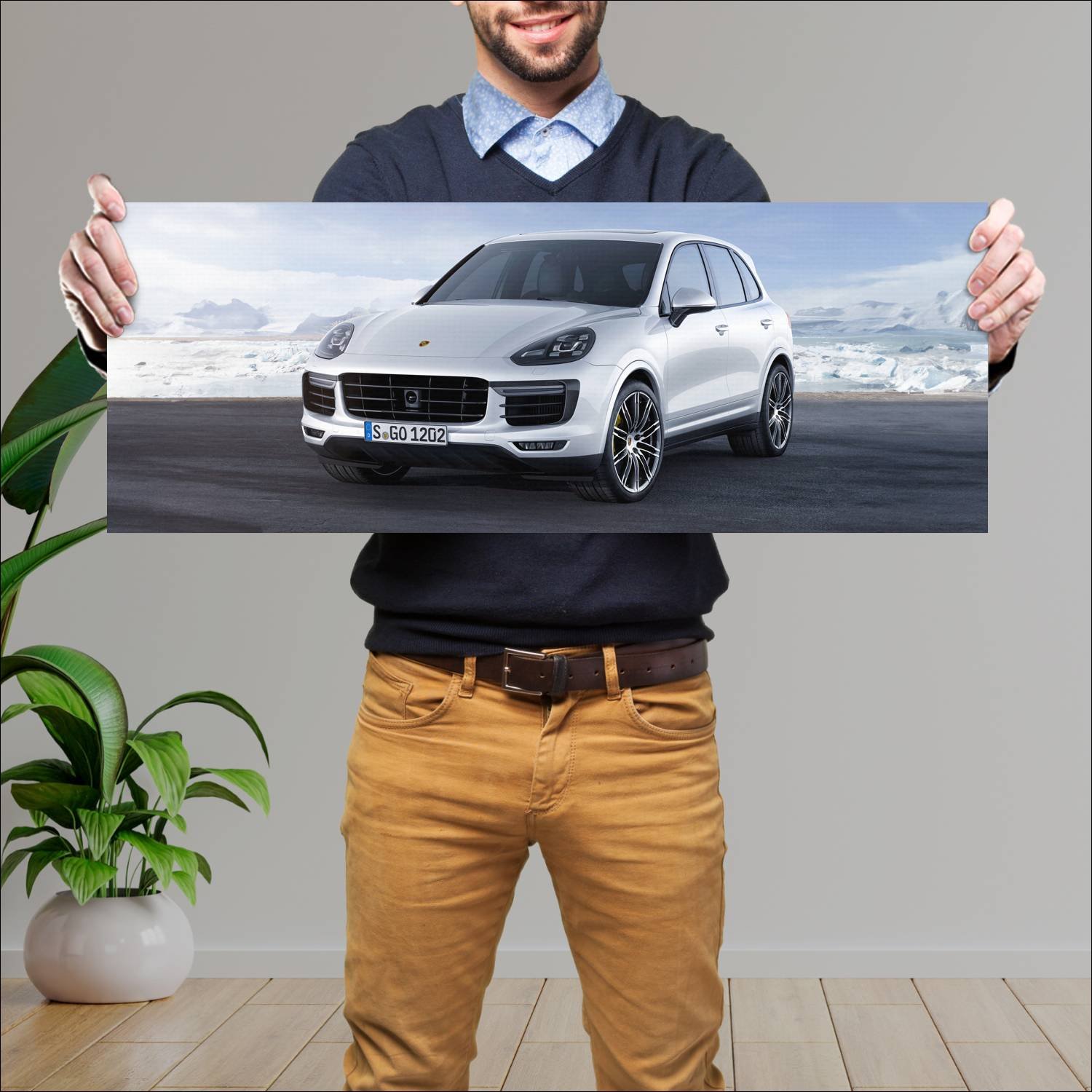 Cuadro grande 30x80cm 2015 porsche cayenne turbo s 937 Porsche