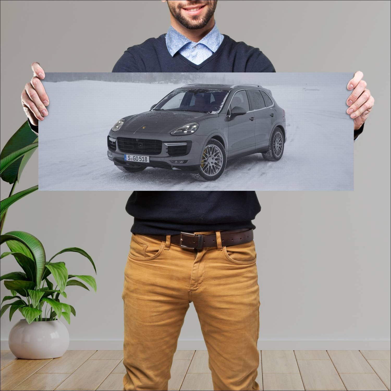 Cuadro grande 30x80cm 2015 porsche cayenne turbo s 938 Porsche