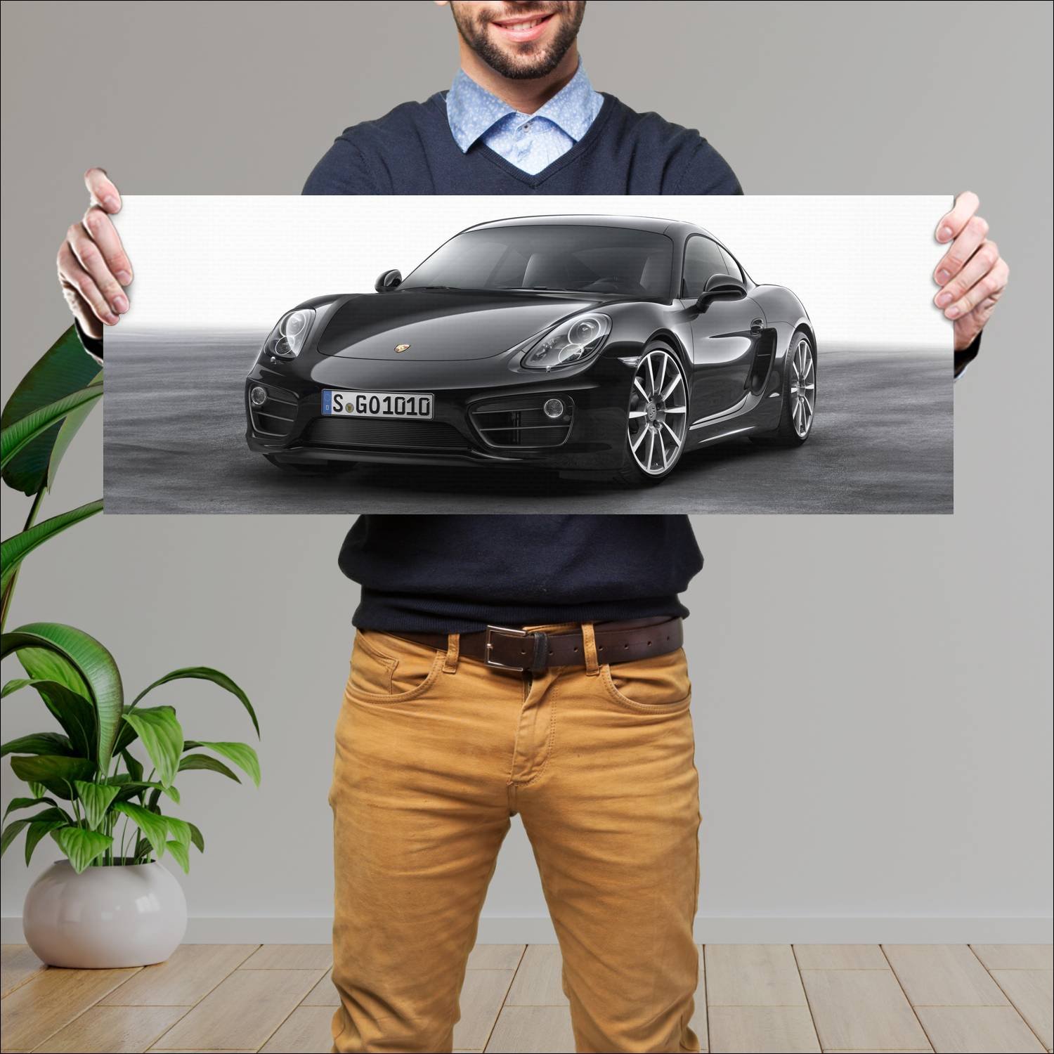Cuadro grande 30x80cm 2015 porsche cayman black ed 939 Porsche