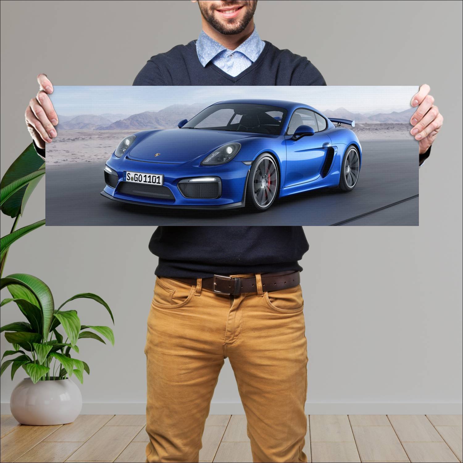 Cuadro grande 30x80cm 2015 porsche cayman gt4 Porsche