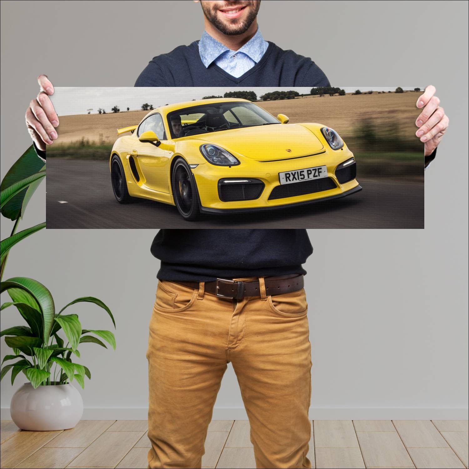 Cuadro grande 30x80cm 2015 porsche cayman gt4 uk 4 946 Porsche