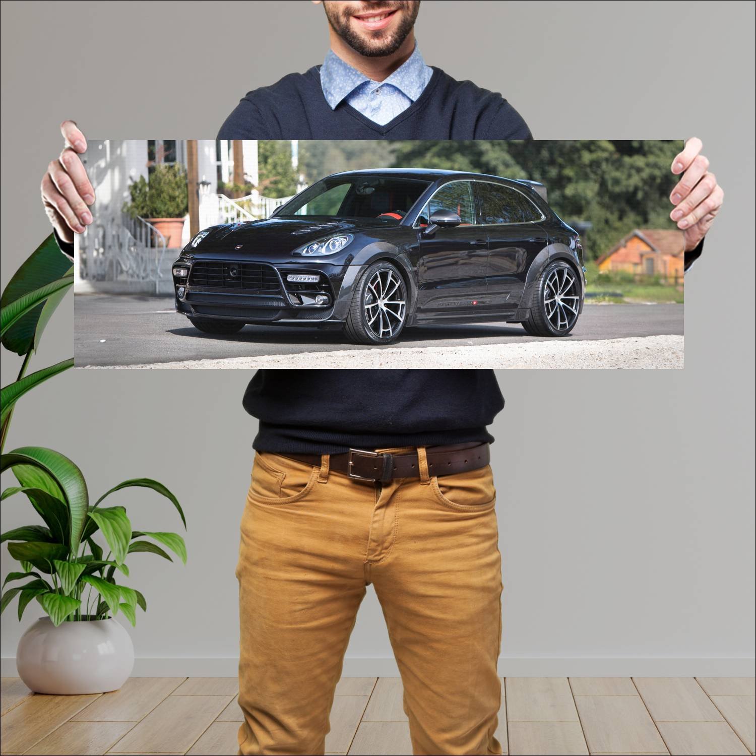 Cuadro grande 30x80cm 2015 porsche macan by mansor 947 Porsche