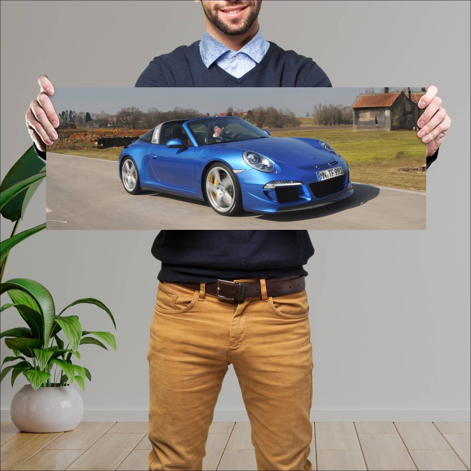 Cuadro grande 30x80cm 2015 ruf turbo florio auto 958 Porsche